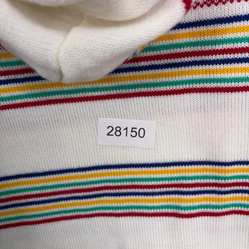 ModCloth Hoodie Sweater Womens Large White Multi Stripe Fair Isle Retro Boho - Picture 7 of 7